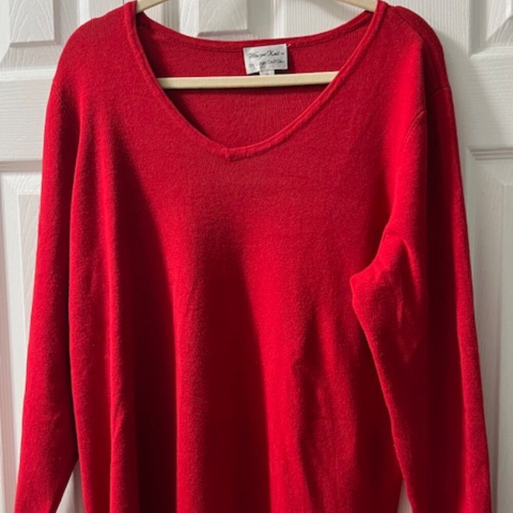 Linea by Louis Dell 'Olio - Whisper Knit V-Neck Sweater - Red